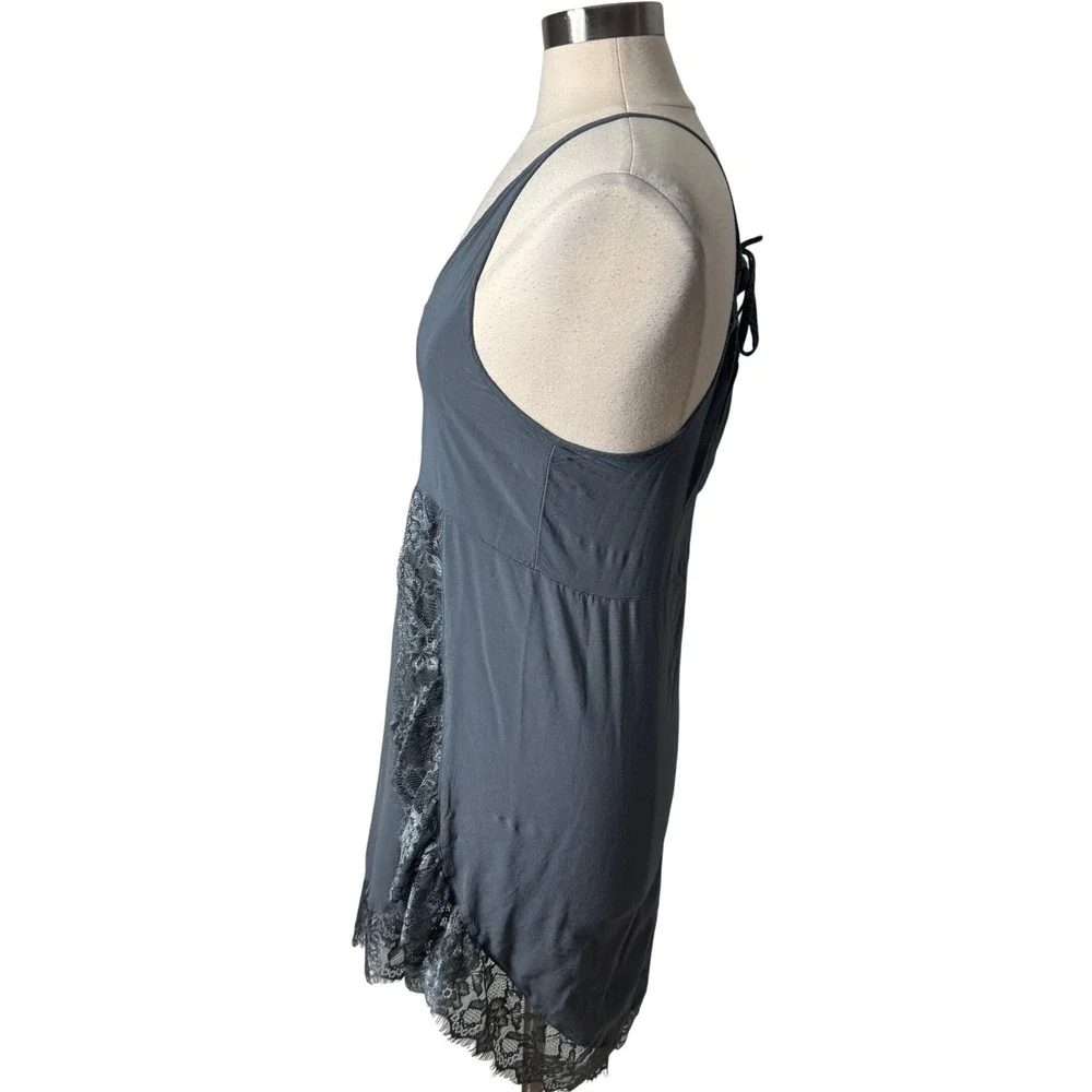 Free People Intimately Boho Lace Trim Slip Dress Slate Gray Womens‎ Small